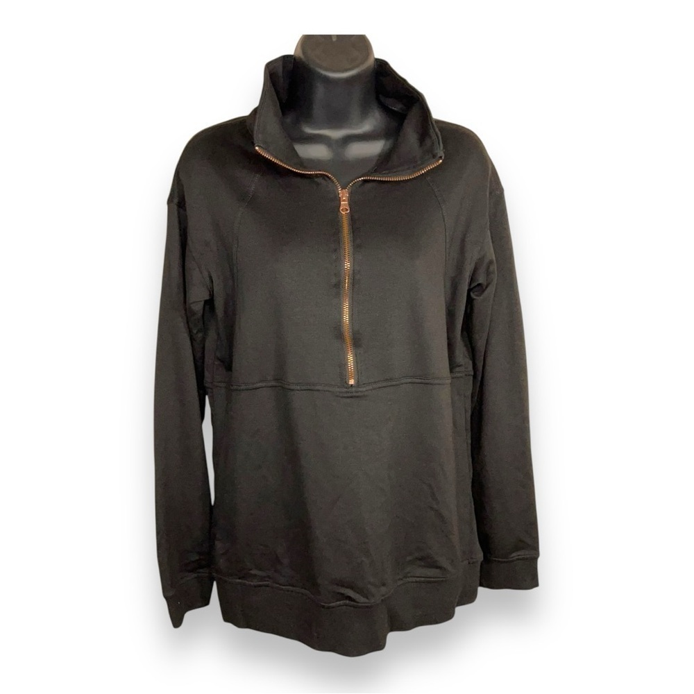 Small Black Rose Gold Zip Collar Jacket Womens Long Sleeve Athletic Athleisure S